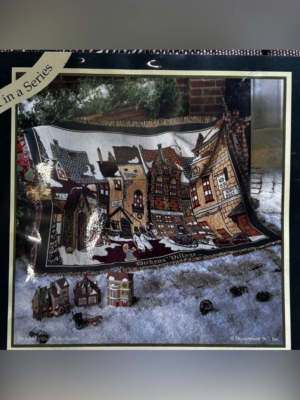 NEW Dept 56 Dickens Christmas Village Woven Throw Blanket 50x68 1st in Series